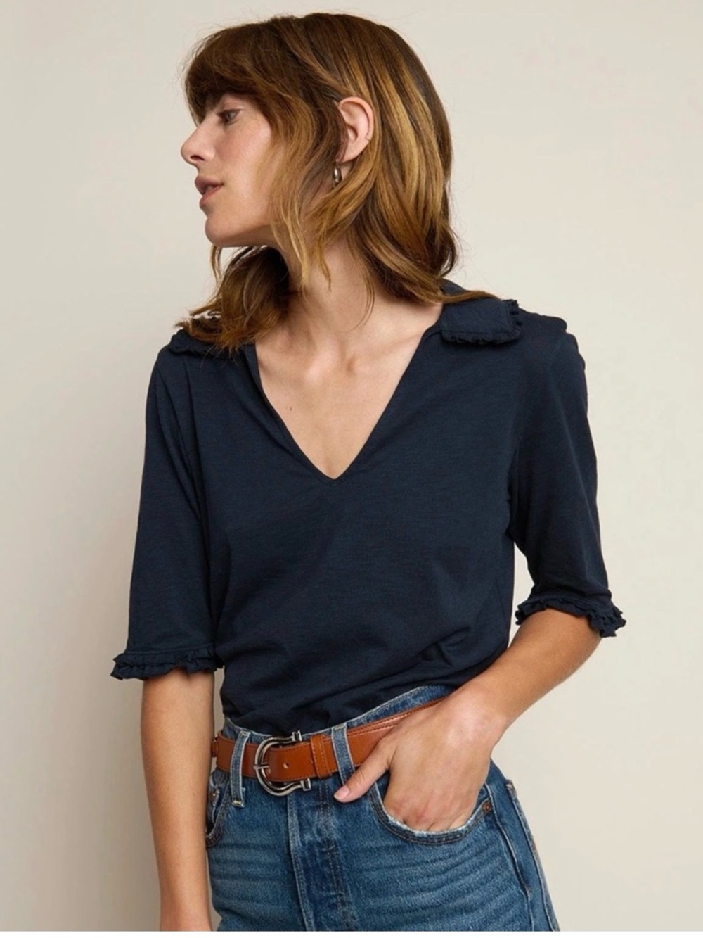 Nation LTD Allison Collared Tee - Navy Night Sky Size Small - Only worn once! - Picture 8 of 10